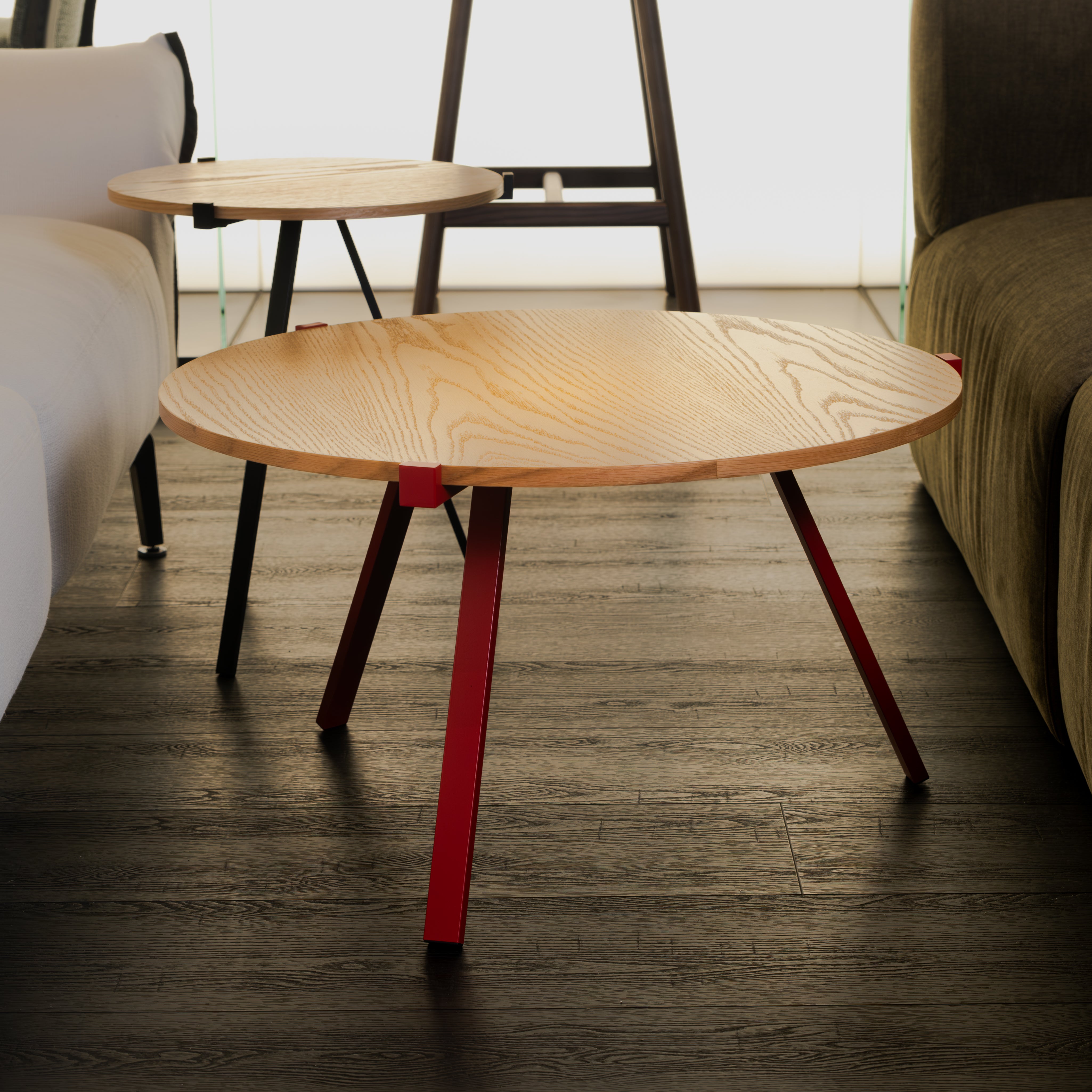 KAFFEBOARD Coffee Table(L)-Golden Gate Red+Oak – MIRAGE SF